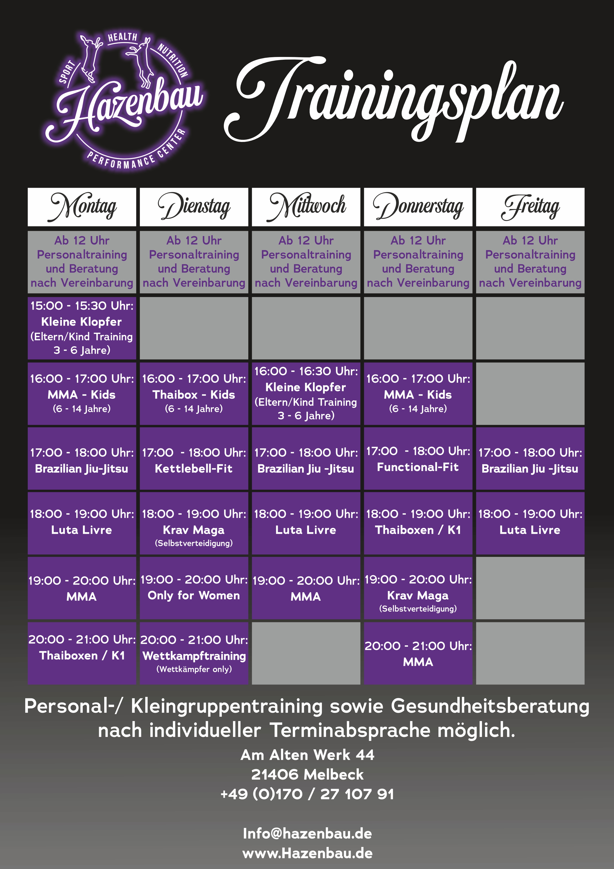 Trainingsplan Hazenbau