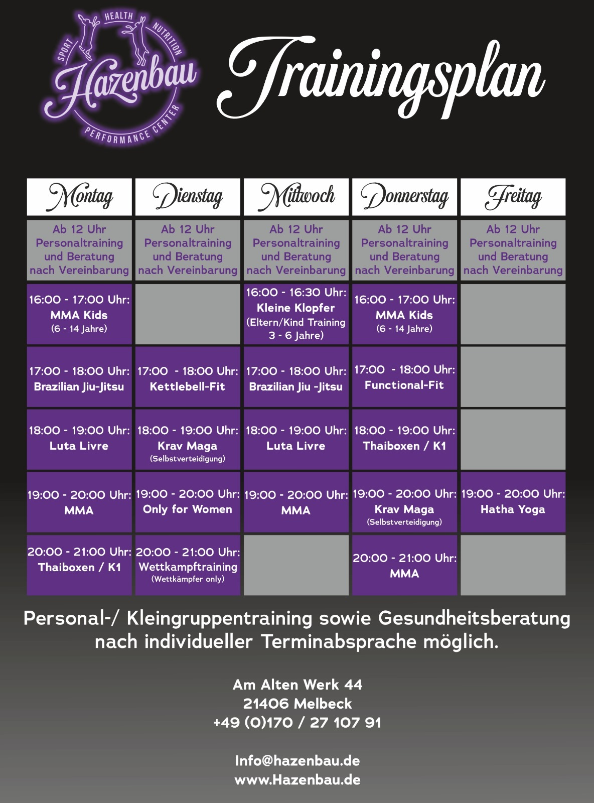 Trainingsplan Hazenbau